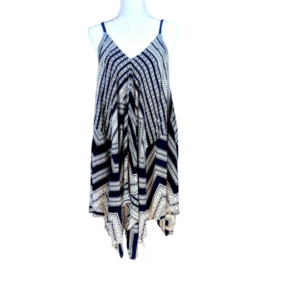 Blu Pepper Geometric Asymmetrical Trapeze Dress Adjustable Strap Blue SZ S - Picture 1 of 8